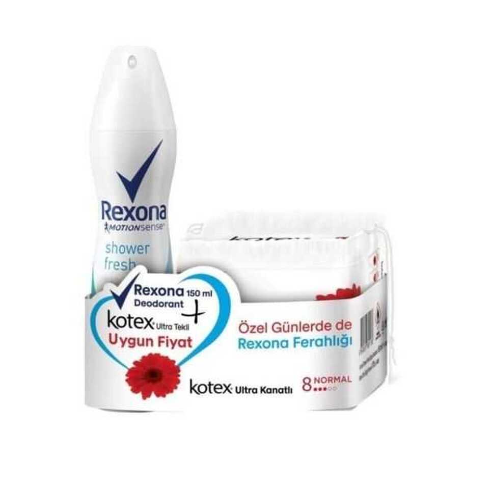 REXONA DEO 150 ML-SHOWER CLEAN & KOTEX MORMAL 8